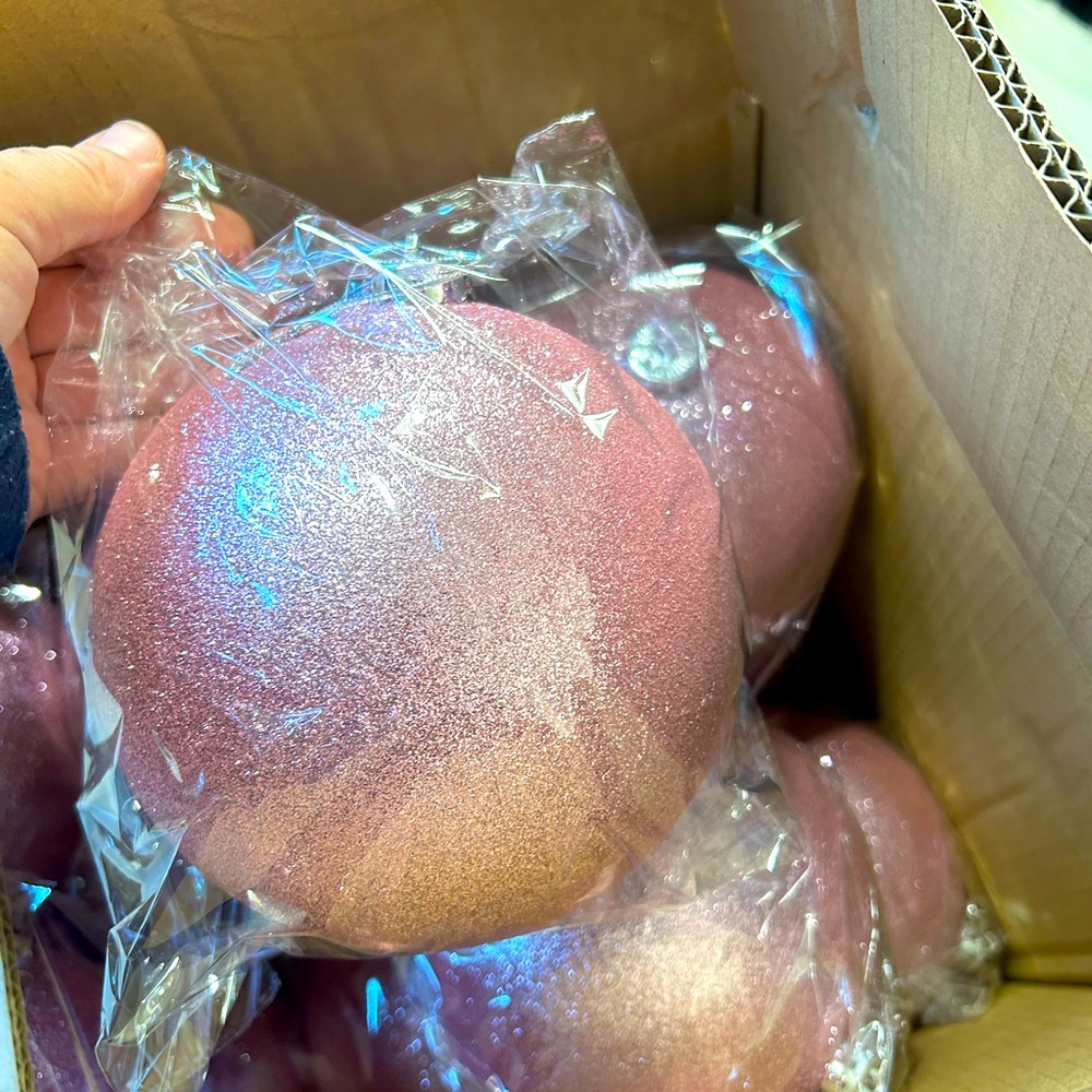 6” big pink glitter bulbs